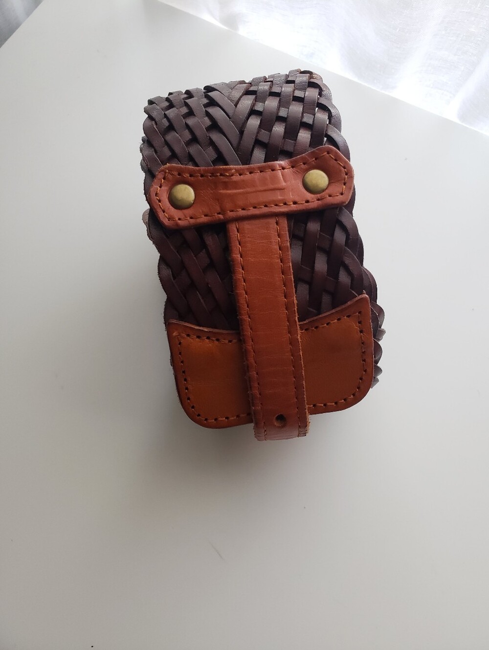 Women's Boho Cowgirl Western Brown Woven Leather Belt